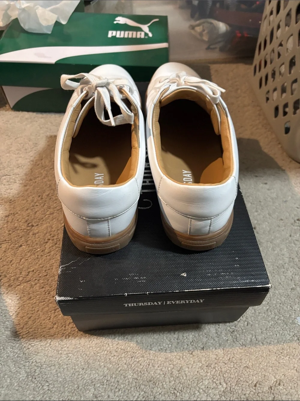 Thursday Boot Company White Leather Sneakers with Gum Sole